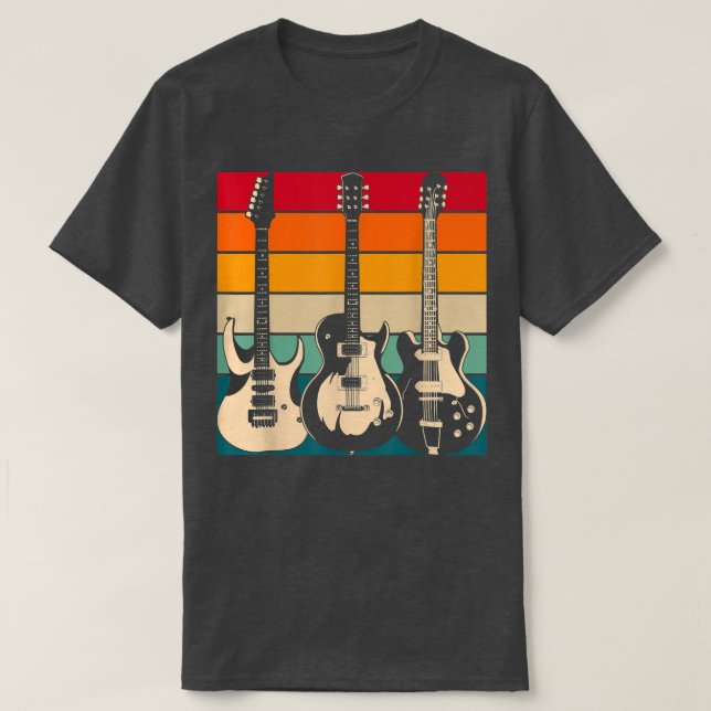 Electric Guitar Player Guitarist Rock Musician Ret T-Shirt (Design Front)