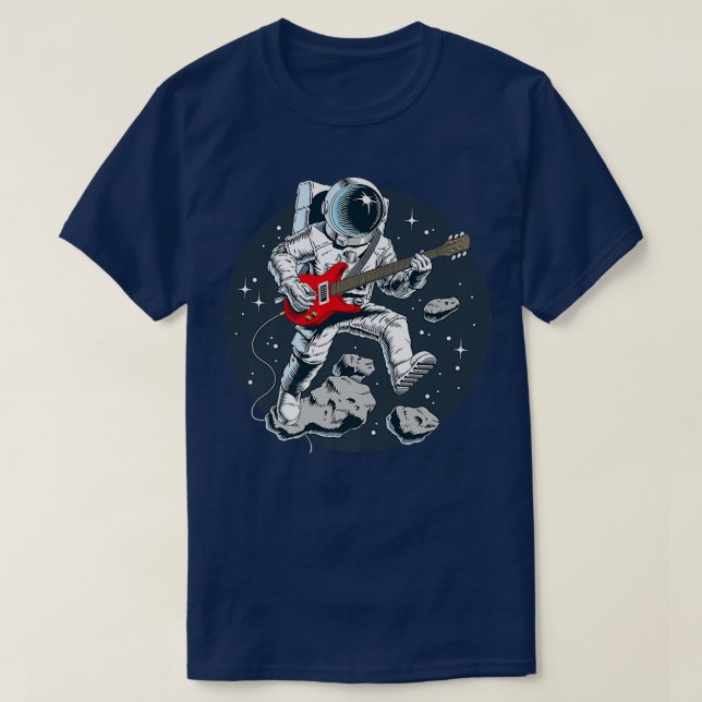Electric Guitar Player Guitarist Rock Spaceman Ast T-Shirt (Design Front)
