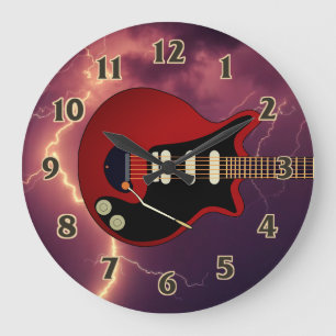 Electric Guitar Player Large Clock