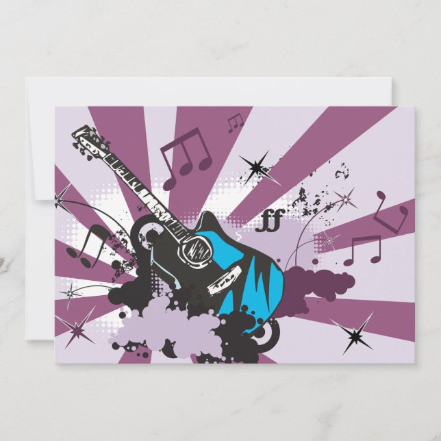 Electric Guitar Pop Art Music Rock Grunge Invitation (Front)