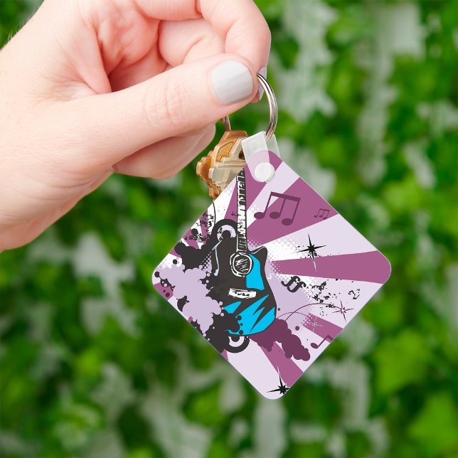 Electric Guitar Pop Art Music Rock Grunge Keychain (Creator Uploaded)