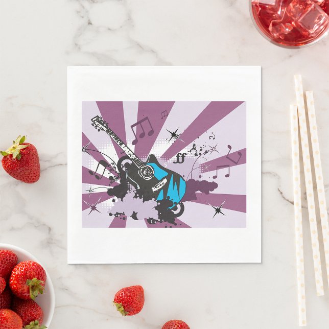 Electric Guitar Pop Art Music Rock Grunge Napkins (Creator Uploaded)
