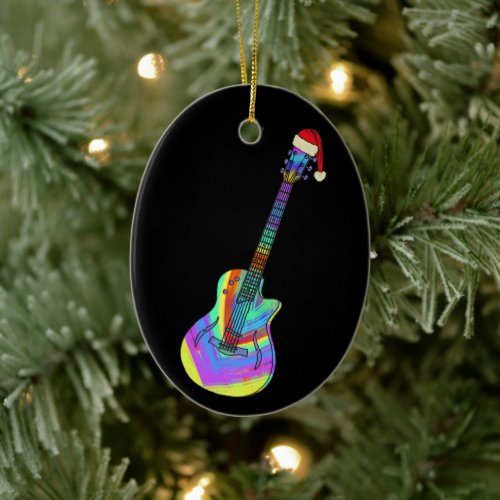 Electric guitar Psychedelic Santa Ceramic Ornament