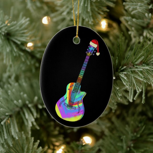 Electric guitar Psychedelic Santa Ceramic Ornament (Tree)