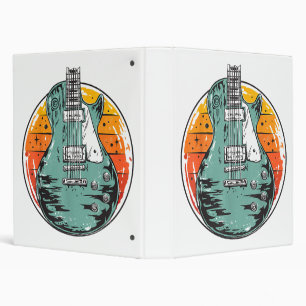 Electric Guitar Retro Sunset Vintage Music Band Gu 3 Ring Binder