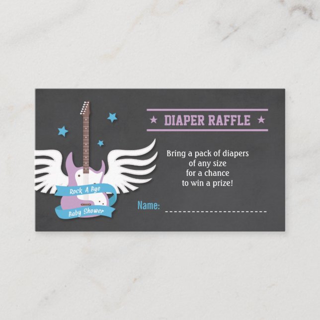 Electric Guitar Rock a Bye Diaper Raffle Enclosure Card (Front)