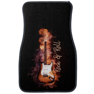 Electric Guitar Rock and Roll Flames Car Floor Mat