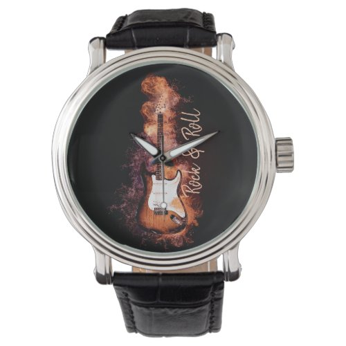 Electric Guitar Rock and Roll Flames Watch