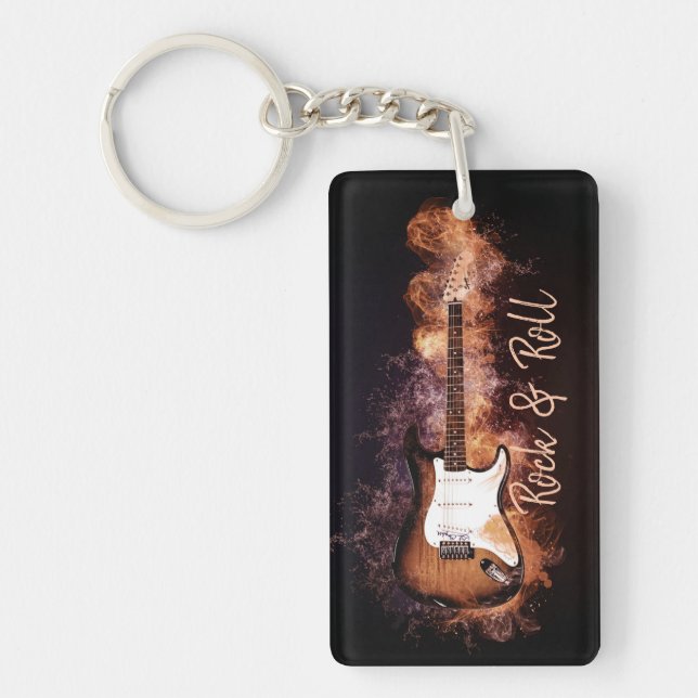 Electric Guitar Rock and Roll Keychain (Front)