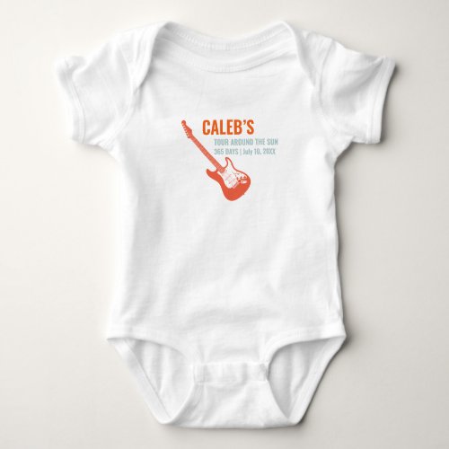 Electric Guitar Rock and Roll Music First Birthday Baby Bodysuit