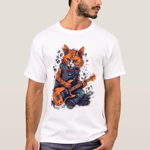 Electric Guitar Rock Music Turkish Van Cat 1 T_Shirt