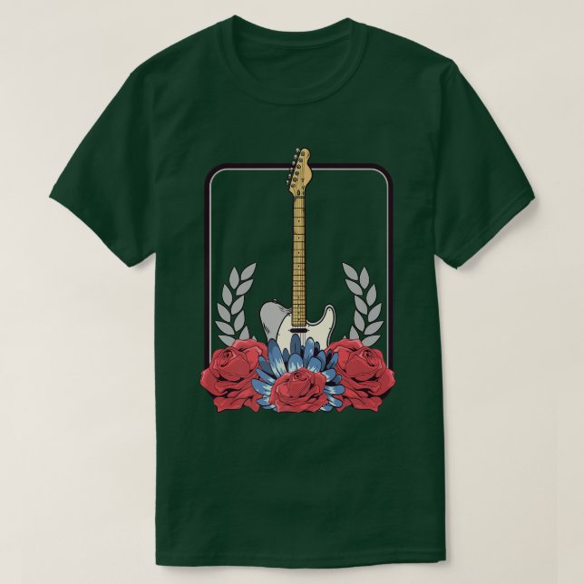 Electric Guitar Rose Guitarist Clothing Music Guit T-Shirt (Design Front)