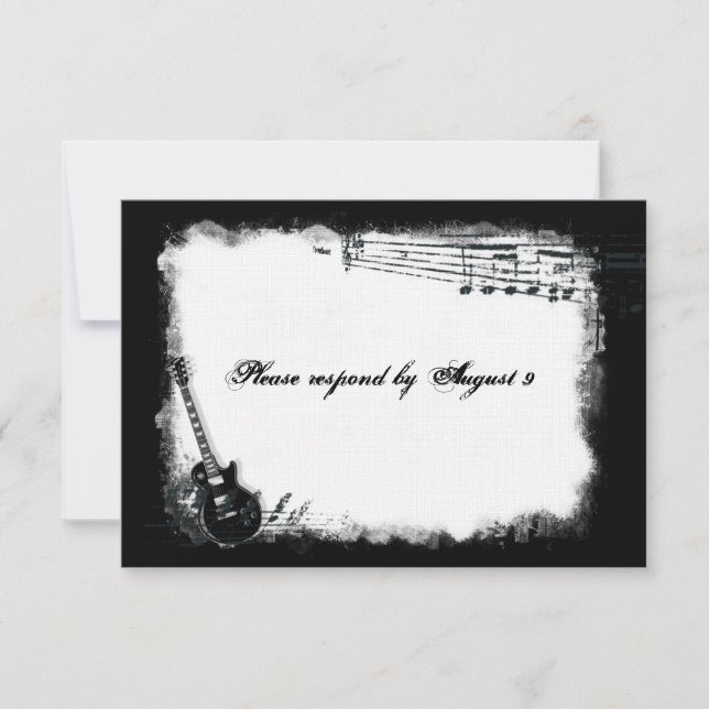 Electric Guitar Rough Music rsvp with envelopes Card (Front)