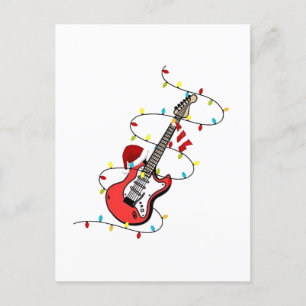 Electric Guitar Santa Claus Music Christmas Lover Announcement Postcard