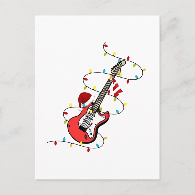 Electric Guitar Santa Claus Music Christmas Lover  Announcement Postcard (Front)