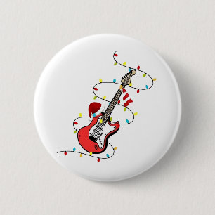 Electric Guitar Santa Claus Music Christmas Lover  Button