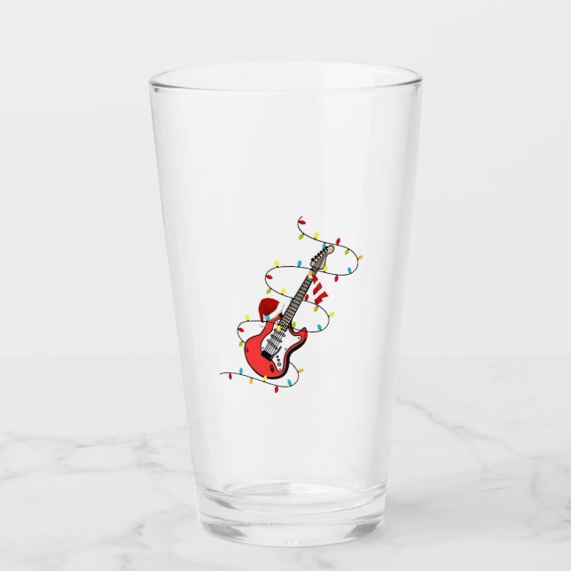 Electric Guitar Santa Claus Music Christmas Lover  Glass (Front)