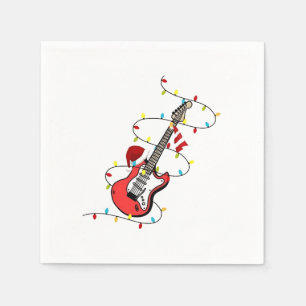 Electric Guitar Santa Claus Music Christmas Lover  Napkins