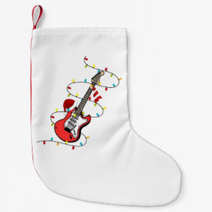 Electric Guitar Santa Claus Music Christmas Lover Small Christmas Stocking