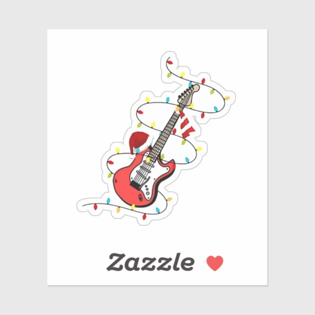 Electric Guitar Santa Claus Music Christmas Lover  Sticker (Sheet)