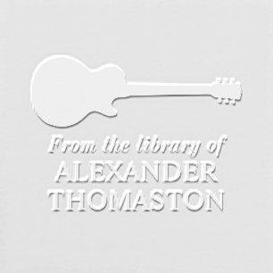 Electric Guitar Silhouette #2 Library Book Name Embosser