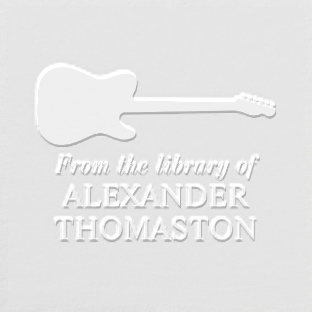 Electric Guitar Silhouette Library Book Name Embosser (Design)