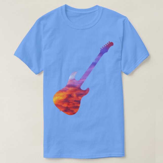 Electric guitar silhouette with a flaming backgrou T-Shirt (Design Front)