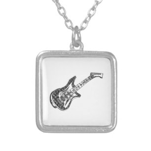 Electric Guitar Silver Plated Necklace