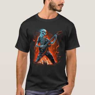 Electric Guitar Skeleton Guitarist Metal Punk Rock T-Shirt