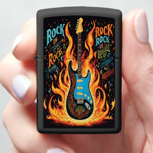 Electric guitar sparks vibrant creativity zippo lighter