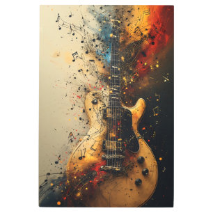 Electric Guitar Splatter Paint Rock Music Metal Print
