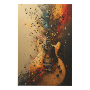 Electric Guitar Splatter Paint Rock Music Wood Wall Art