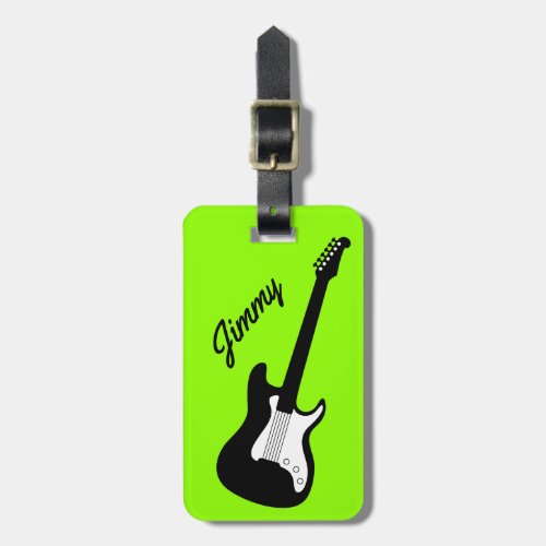 Electric guitar travel luggage tag for guitarist