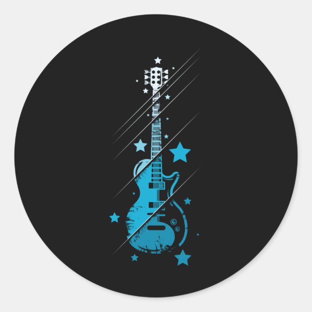 Electric Guitar Vintage Classic Round Sticker (Front)