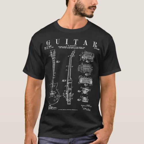Electric Guitar Vintage Patent Guitarist Drawing P T_Shirt