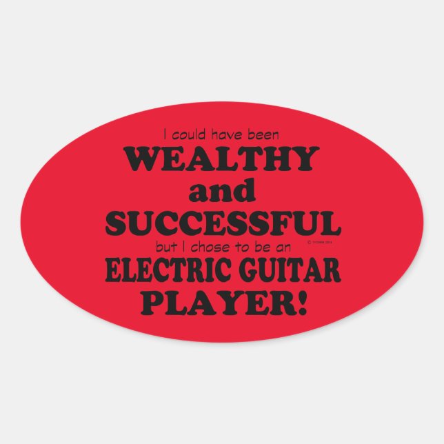 Electric Guitar Wealthy & Successful Oval Sticker (Front)