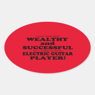 Electric Guitar Wealthy & Successful Oval Sticker