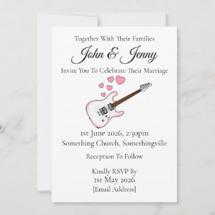 Electric Guitar Wedding Invitation Musicians