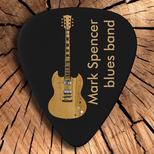 Electric Guitar with Blues Band Name Guitar Pick