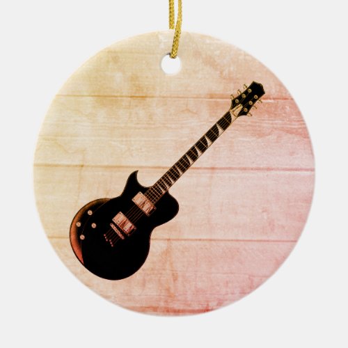 Electric Guitar  Wood Pop Art Ceramic Ornament