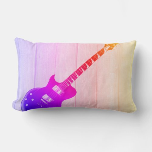 Electric Guitar  Wood Pop Art Lumbar Pillow