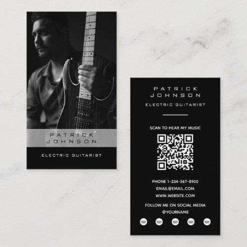Electric Guitarist Musician Photo QR Code Business Card