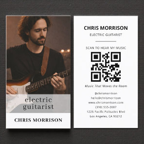 Electric Guitarist Musician QR Code Photo Business Card