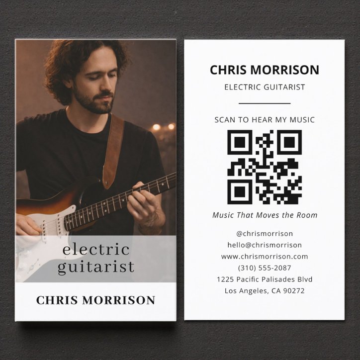 Electric Guitarist Musician QR Code Photo Business Card