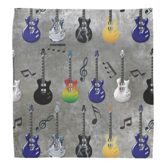 Electric Guitars And Music Notes Bandana