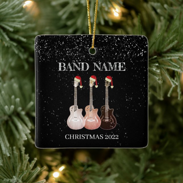 Electric Guitars Band Personalized Ceramic Ornament (Tree)