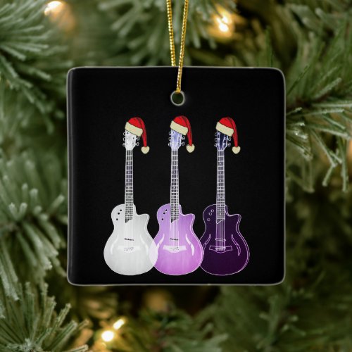 Electric Guitars Festive Purple  Ceramic Ornament