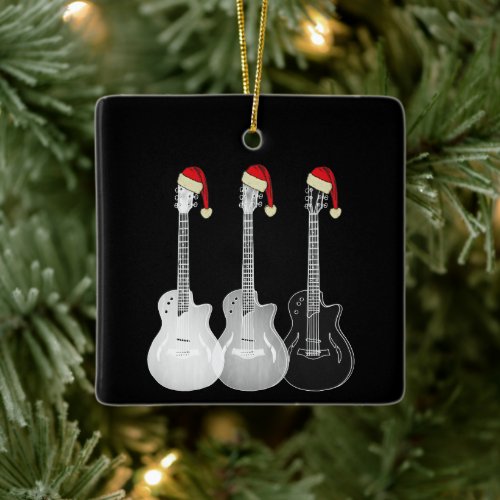Electric Guitars Funny Cool black and white Ceramic Ornament