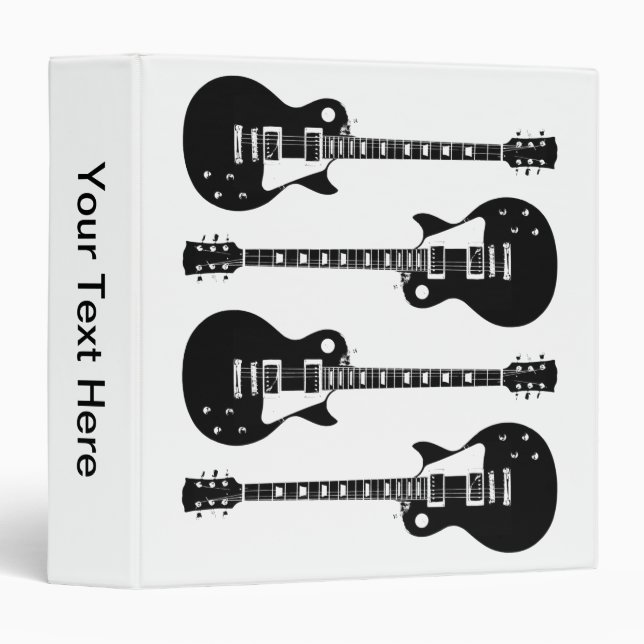 Electric Guitars Graphic in Black 3 Ring Binder (Front/Spine)