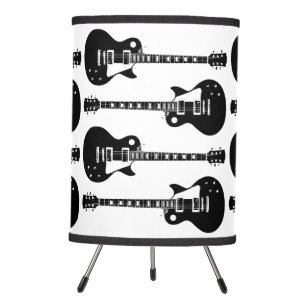 Electric Guitars Graphic in Black Tripod Lamp